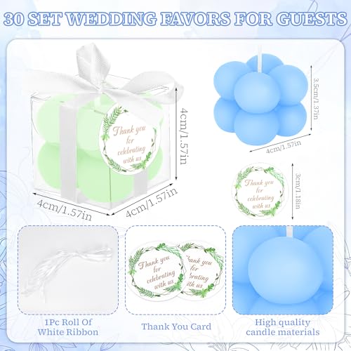 30 Sets Bubble-Kerzen als Hochzeit Gastgeschenke, Ästhetische Mini Duftkerzen mit Grußkarte, Schleife & Geschenkbox, Party Favors Dankesgeschenke für Gäste bei Bridal Shower & Party, 4 × 3,5 cm