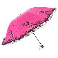 Maibar Sun Umbrella UV Protection for Women Hand Parasol Folding Umbrellas Flower Butterfly Lace Umbrellas for Ladies in Summer