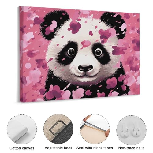 Toile murale panda rose décoration pour chambre