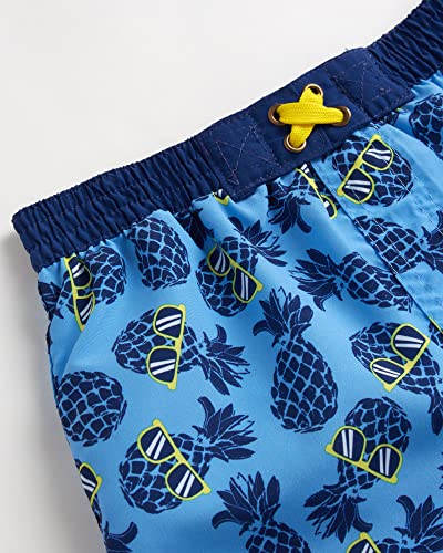Quad Seven Baby Boys' Rash Guard Set - 3 Piece Short Sleeve Swim Shirt, Board Shorts, And Bucket Hat (12M-4T), Size 3 Toddler, Yellow Pineapple #TOP3