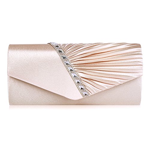 Sac à main strass Damara couleur abricot parfait pour accessoiriser une tenue de mariage en taille L
