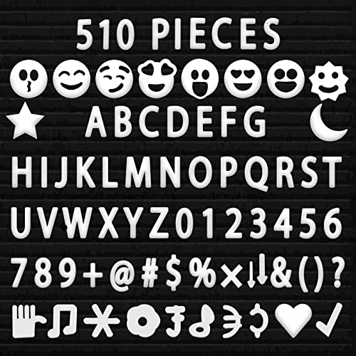510 Pieces Characters Plastic Letter Set for Changeable Felt Letter Boards Approximately 3/4 Letters, Including Numbers, Symbols for Changeable Letter Boards, off-white
