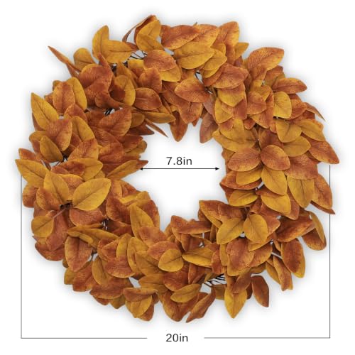 LAIMENNI 20 Inch Fall Wreaths for Front Door, Autumn Leaves Outdoor Wreaths - image 6