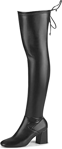 Miniatura 7 de CAMSSOO Botas altas hasta el muslo para mujer, botas de tacón por encima de la rodilla, de moda, sexy, de invierno, tacón bajo y grueso, botas hasta