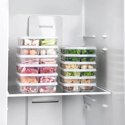 Miniatura 3 de Angoily Veggie Bacon - 2 contenedores organizadores de refrigerador, contenedores divididos de almacenamiento de alimentos con tapas, contenedor de