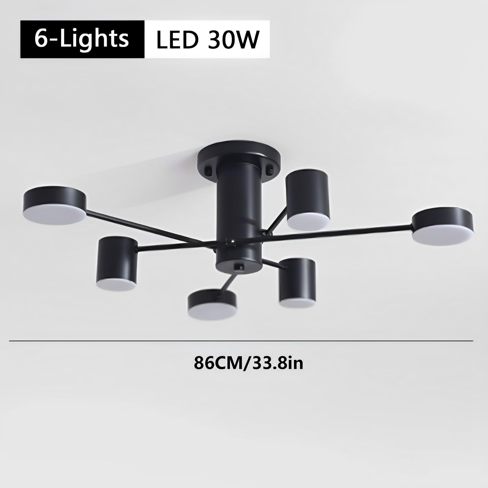 Lampa sufitowa LED do wnętrz, nowoczesny metalowy żyrandol, proste oświetlenie, 3 regulowane temperatury barwowe do salonu, jadalni, sypialni, kuchni