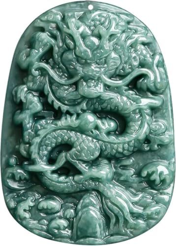 Collier amulette dragon en jadéite cireuse verte idée cadeau