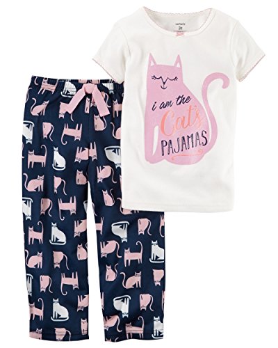Carter's Toddler Girls' 2-Piece Cotton & Jersey PJs 353G098, White, 3T