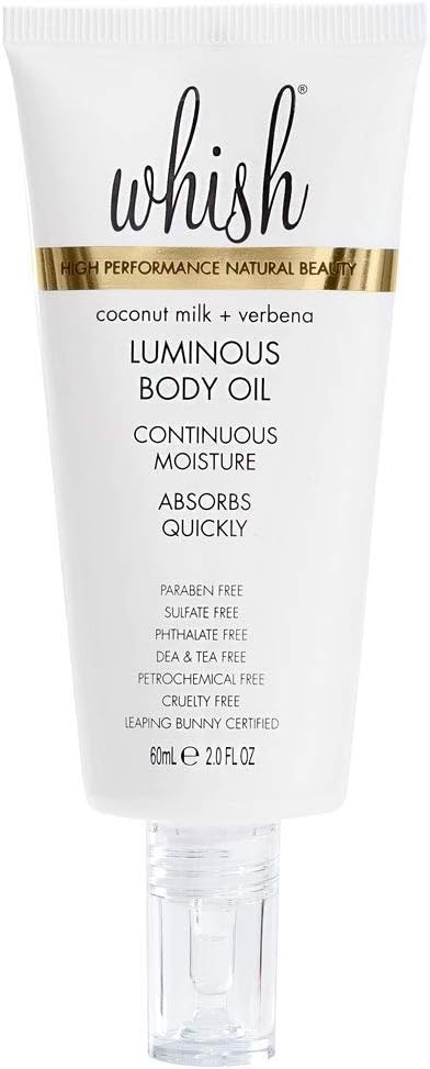 Whish Coconut + Verbena Body Oil - Luminous Moisture, Absorbs Quickly, Reduces Appearance of Fine Lines & Wrinkles with Peptide Complex