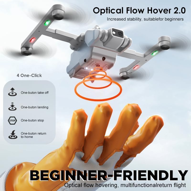 Image of RAHU Drone with Dual Camera 1080P for Beginners, RC Quadcopter Foldable Drone with Brushless Motor, Altitude Hold, Headless Mode, One Key Start, 2 Batteries for 30mins Flight,RG700pro