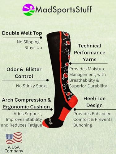 MadSportsStuff Softball Socks with Ladybugs Over the Calf for Girls and Women4
