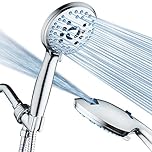 AquaCare High Pressure 8-Mode Handheld Shower Head - Anti-Clog Nozzles, Built-in Power Wash to Clean Tub, Tile & Pets, Extra Long 6 ft. Stainless Steel Hose, Wall & Overhead Brackets