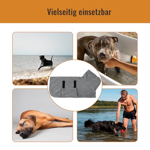 Esshogo Bademantel Hund Groß, Bademantel für Hunde, Hundebademantel, Mit Klettverschluss Schnell Trocknend Badetuch, Hundehandtuch Extra Saugfähig, Hundebademantel Mit Beinen, Hunde Zubehör