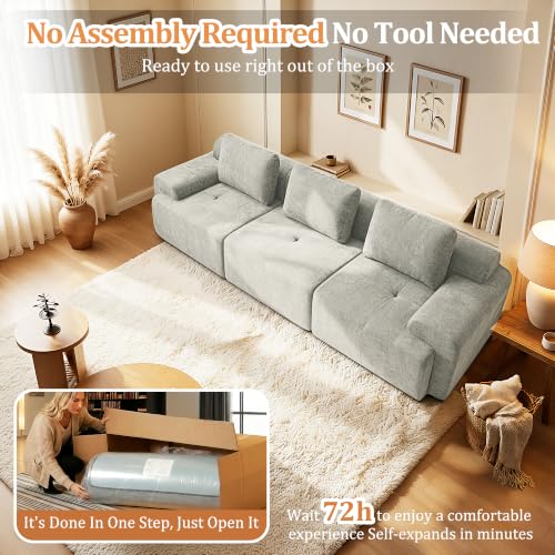 Image of 122 inch Oversized Boneless Couch, Comfort Cloud Sectional Couches for Living Room, Modular Sofa High Back & Extra Deep Seat, No Assembly, Soft Chenille Fabric (Light Grey, 122 inch-(3+0))