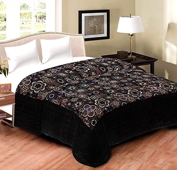 MITUL Bombay Velvet Leaf Printed Cotton Razai Double Bed Bed Size Jaipuri Quilt Rajai (Coffee Velvet RAZAI, Double Bed)