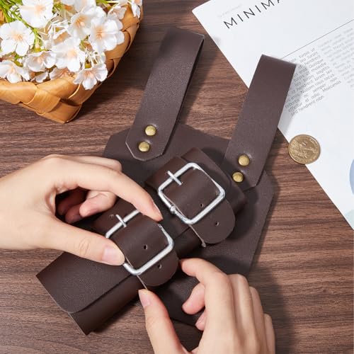 Image of GORGECRAFT Brown Sword Holster PU Leather Medieval Retro Dagger Adjustable Protective Cover Case Shoulder Back Sheath Bu