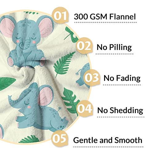 Elephant Blanket Gifts - 40"x50" Cute Throw for Women Girls - Green Soft Fuzzy Blankets for Bed, Couch & Living Room