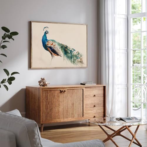 Pwtxkah Peacock Paintings Canvas Wall Art Abstract Peacock Wall Art Blue Peacock Painting Watercolour Peacock Wall Art Vintage Peacock Poster Vintage Animal Painting Peacock Art Poster 16X24Inch Unframed thumb #2