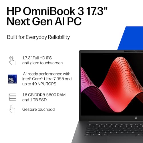 Image of HP OmniBook 3 17 inch FHD Touchscreen Laptop-Intel Ultra 7 355 32GB RAM 1TB SSD