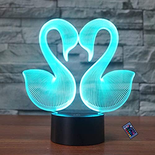 Creativo 3D Cigno Luce Notturna 16 Colori Mutevoli Telecomando USB Potere Toccare Cambiare Illusione Ottica Lampada Arredamento Lampada LED Lampada da Tavolo Bambini Brithday Natale Regalo