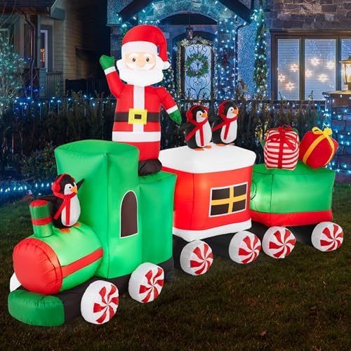 Giant 10ft Christmas Inflatables Outdoor Decorations Candy Castle and Santa