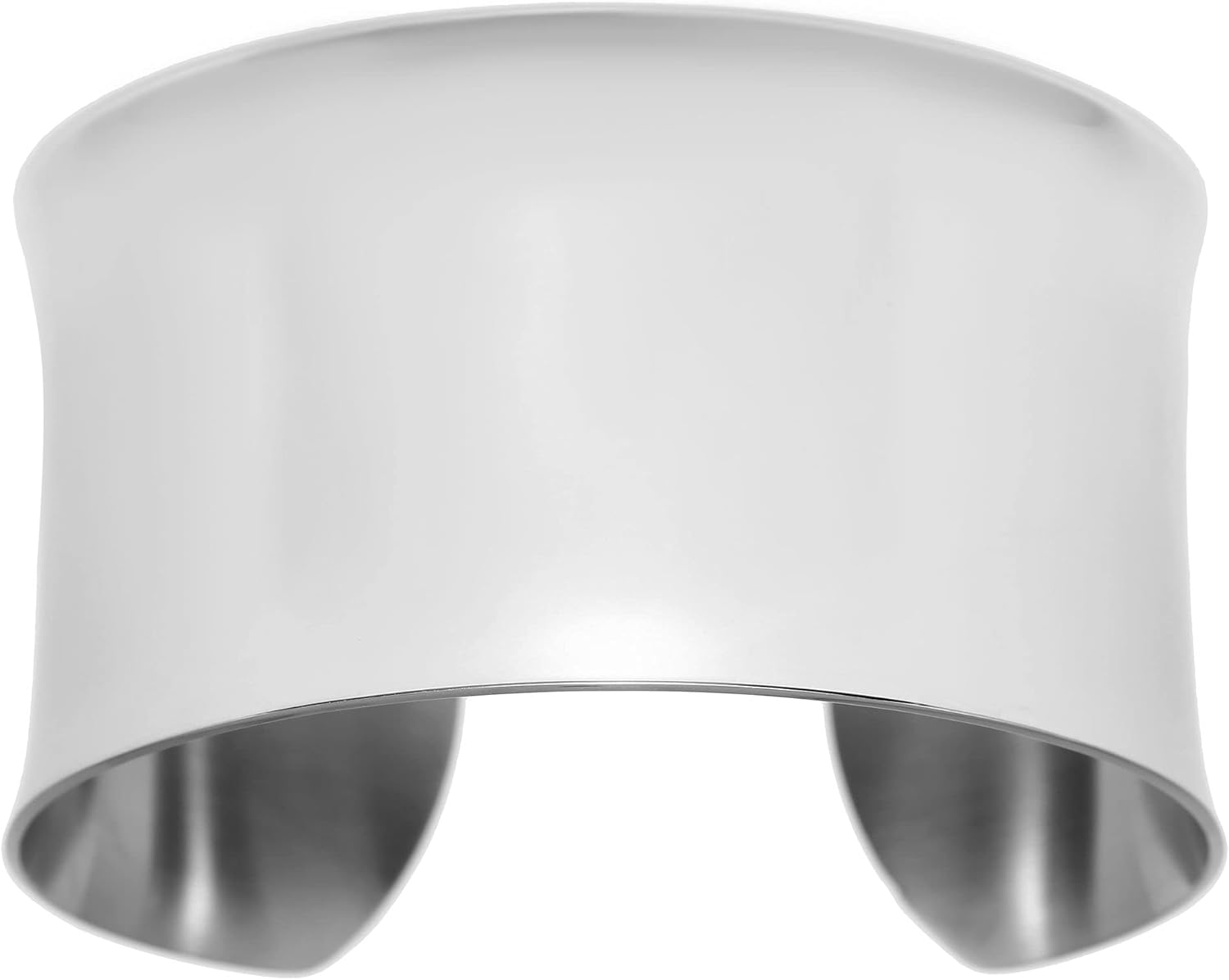 Lavari Jewelers Stainless Steel 1.5 Inches Wide Open Plain Cuff Bangle Bracelet for Women 6.75 Inches Long: Silver Cuff Bracelet: Clothing, Shoes & Jewelry