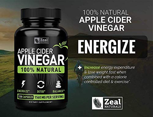 Zeal Naturals Natural Raw Apple Cider Vinegar Capsules (1560mg|120 Capsules) Apple Cider Vinegar Pills w Cayenne Pepper, Fast Weight Loss Cleanse Appetite Suppressant & Bloating Relief - Thumbnail 7