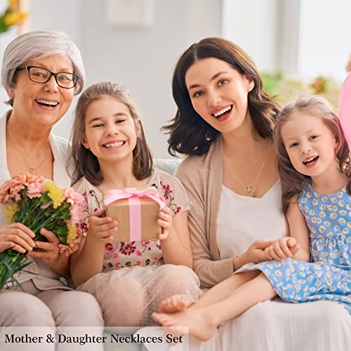 STORUP Mothers Daughter Necklace, Mom Daughter Necklaces Set for 2/3/4/5 Birthday Gifts, Circles Necklaces Jewelry for Mom From Daughters, Unique Gift for Women4