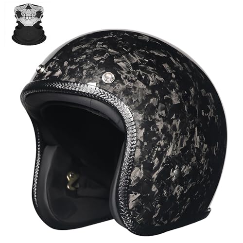 Casco Da Moto Jet Stile Vintage, Omologato ECE, In Fibra Di Carbonio, Leggero, Con Visiera Parasole E Interno Rimovibile.