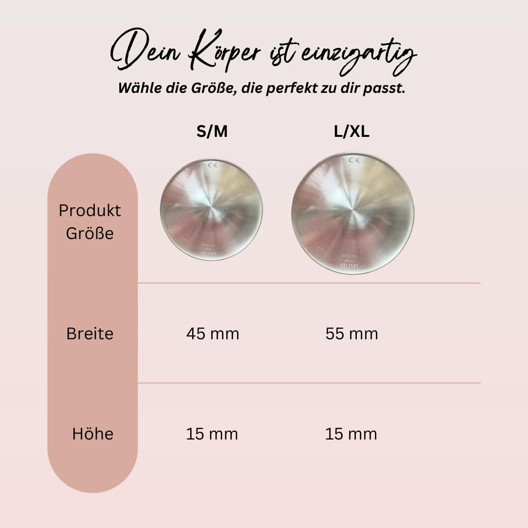 Mom for Moms Silberhütchen 999er Silber/natürliche Wundheilung der Brustwarzen/für ein angenehmes Stillen und Wochenbett/mehr Platz und Schutz der Brustwarzen/Stillzubehör 2 Stk (L/XL)