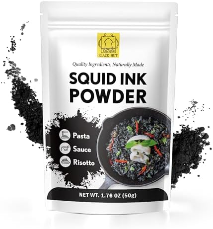 Black Hut Squid Ink Powder for Cooking, Black Food Coloring, 1.76oz, 1 Pack