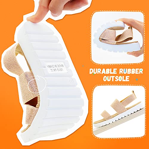 Image of Vonair Girls Rainbow Sandals Open Toe Elastic Back Strap Comfortable Summer Sandals with Soft Rubber Sole