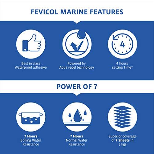 Image of Fevicol Marine - Fast Setting | Best in class waterproof adhesive | Superior Coverage | Bonds with Plywood, Laminates | 50Kg