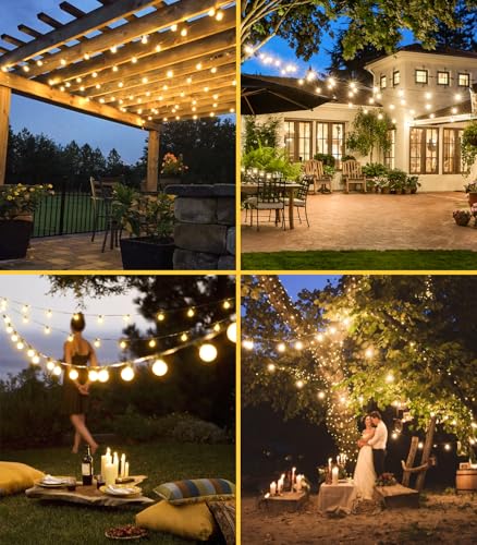 SAEIHGAE Lichterkette Außen LED Strom Beleuchtung - 100ft Aussen 30m Outdoor String Lights Lichterketten Glühbirnen IP44 für Garden Pavillon mit G40 Wetterfest Glühbirne Balkon Terrasse Party