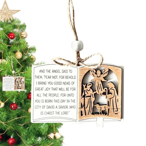 Colgante de madera para belén de madera, decoración de navidad, decoración de navidad, accesorios de fotografía con cordón para el cuello