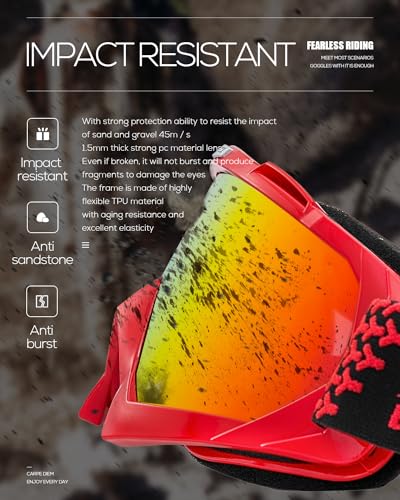 Image of BATFOX Dirt Bike ATV Goggles Motorcycle Gear Riding Motocross Dirtbike 4-Wheeler MX DH Accessories Goggles Glasses for Men Women Youth UV400 Protection Dust-proof Anti-Slip Strap