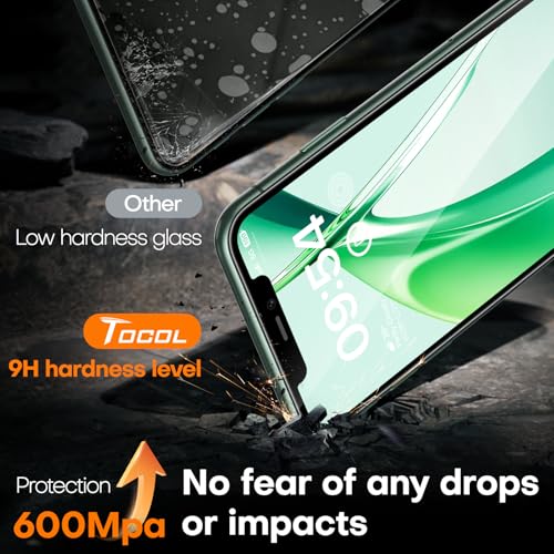 Image of TOCOL for iPhone 11 Pro Max Screen Protector 9H Hardness Military Grade Shatterproof HD Tempered Glass Full Coverage Easy Installation Case Friendly 2 Pack