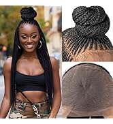 PROTEA Cornrow Box Braided Wigs With Updo Bun, Lightweight Synthetic Handmade Braids Wigs for Bla...