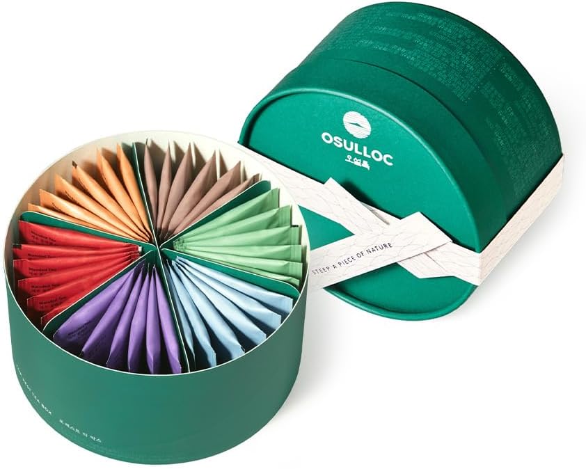 OSULLOC For:rest Tea Box (36 Count, 6 Types x 6ea,) Exquisite & Unique Gift idea For Tea Lover, Variety Gift Box Sampler, 6 Unique Blended tea from Jeju Island