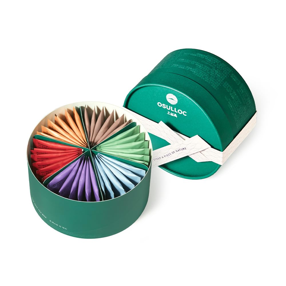 OSULLOC For:rest Tea Box (36 Count, 6 Types x 6ea,) Exquisite & Unique Gift idea For Tea Lover, Variety Gift Box Sampler, 6 Unique Blended tea from Jeju Island