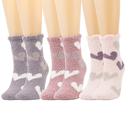 QKURT 3 Paare Kuschelsocken für Mädchen, Flauschige Socken Kuschelsocken...