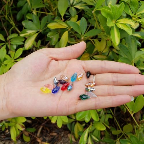 Image of 6x12mm Teardrop Glass Beads for Jewelry Making 300pcs Faceted Horizontal Hole Crystal Prism Beads Assortments Accessories for Pendants Necklaces Decoration Party Wedding with Cord