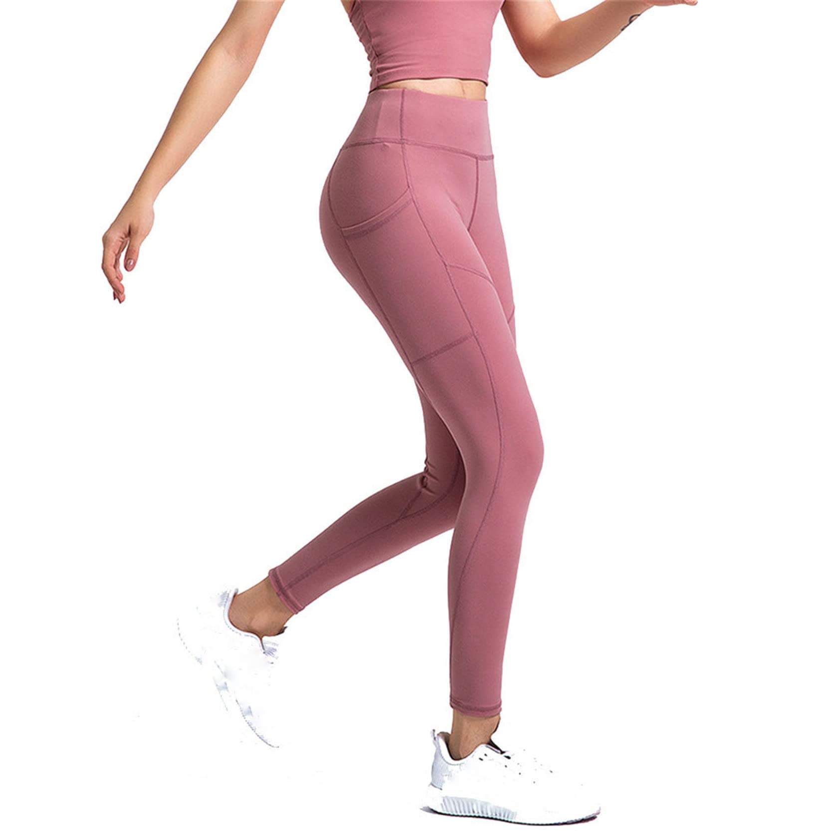 Leggins Mujer Gimnasio Deportivo Pilates, Levantamientos de la altura de las mujeres con bolsillos, pantalones de yoga flaca de la cintura alta control de la abdomen Poder Flex Pantalones de entrenami