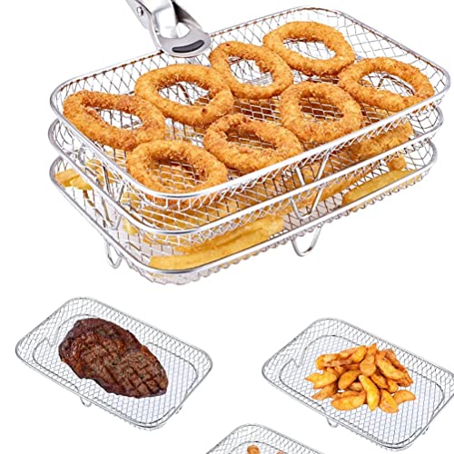 Dual Air Fryer Rack Accessories, Air Fryer Rack for Double Basket Air Fryers, Stainless Steel MultiLayer Rack, Air Fryer Accessories Dehydrator Rack (Air Fryer Rack)