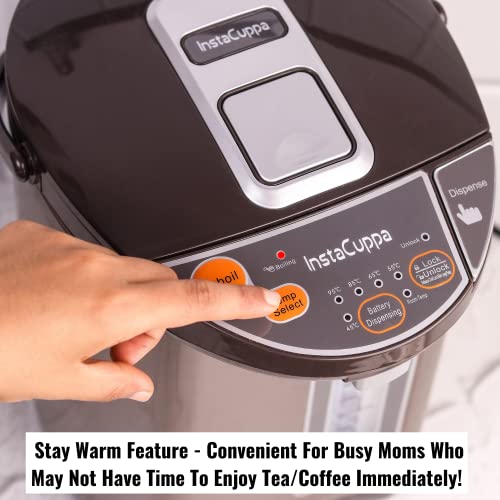 Image of InstaCuppa Electric Kettle Dispenser with Temperature Control, Stay Warm Function, 5 litres Capacity, Automatic Shut-Off and Dry-Boil Protection, Rapid Heating for Tea, Coffee and Instant Meals