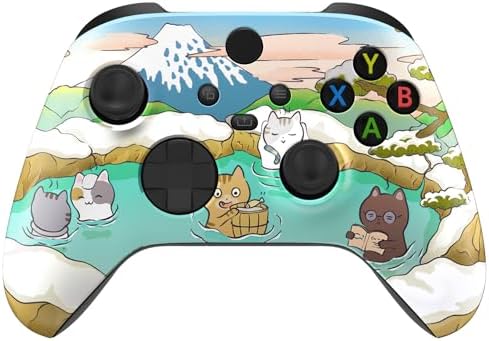 eXtremeRate Custom Shell for Xbox Series X & S Controller – Revitalize Your Controller – Hot Spring Kitties Replacement Cover Front Housing Cover for Xbox Core Controller [Control NOT Included]