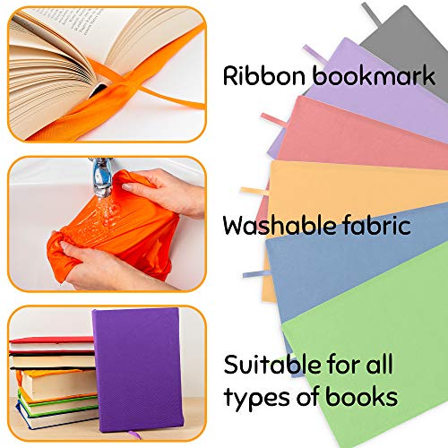 Stretchable Book Covers For Hardcover Books Up To 9 X 11 Inches, Ruled Lined Index Card Included, Easy To Put On Stretch Fabric Covers Dustproof Waterproof Windproof,6 Pack #TOP4