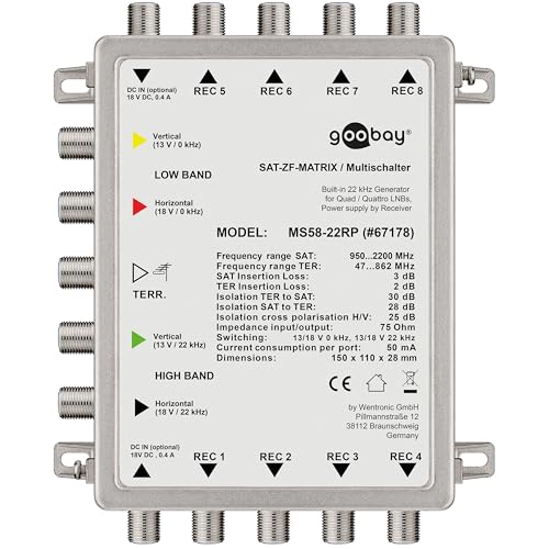 Goobay 67178 Multiswitch SAT 5 ingressi/8 uscite