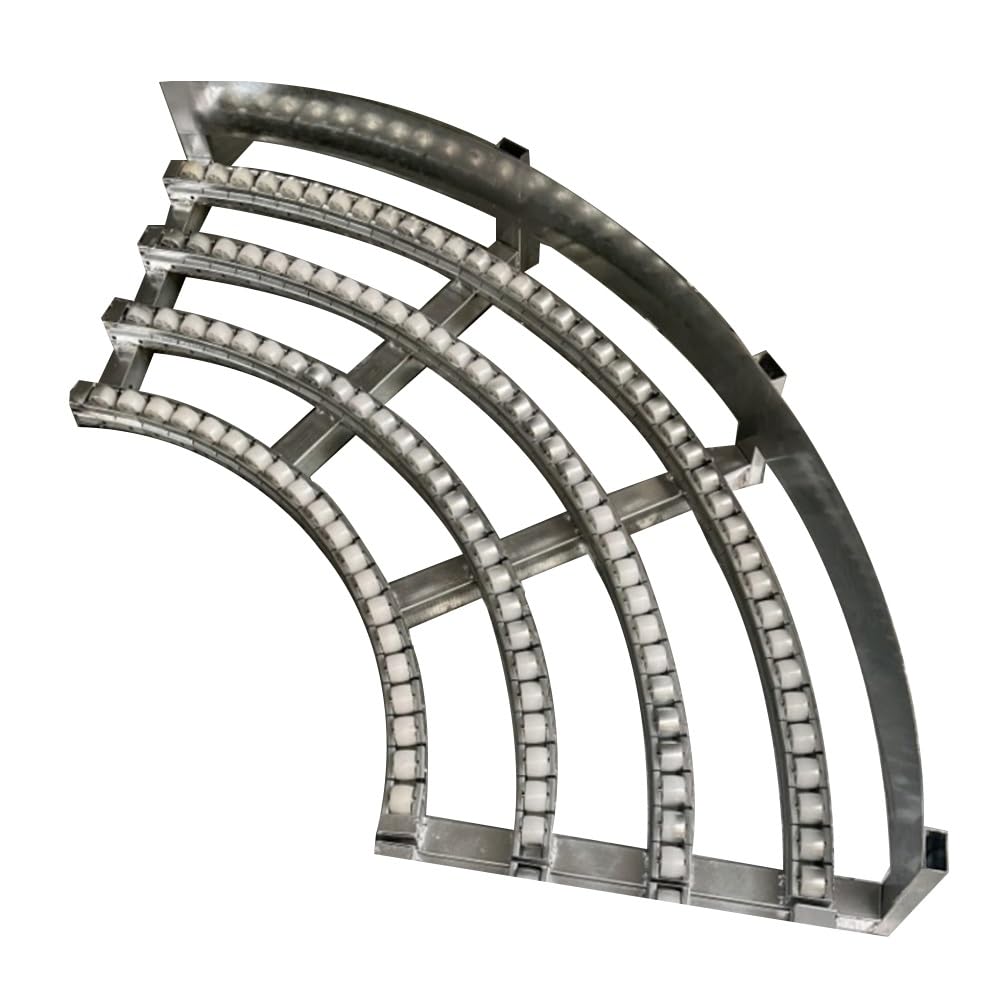 YJEUZCD Light-Duty Warehouses Gravitys Conveyor, 90 ° Corner Unpowered Slides, Portable Transportation ABS Plastic Roller Slides, Factories Freight Pulley(Bend-15.7in)