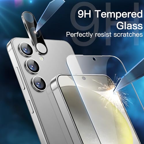 Image of JETech Screen Protector for Galaxy S24, with Camera Lens Protector, 2+2Pack | HD Clear Tempered Glass Guard, Fingerprint ID Compatible, Anti-Scratch Protection
